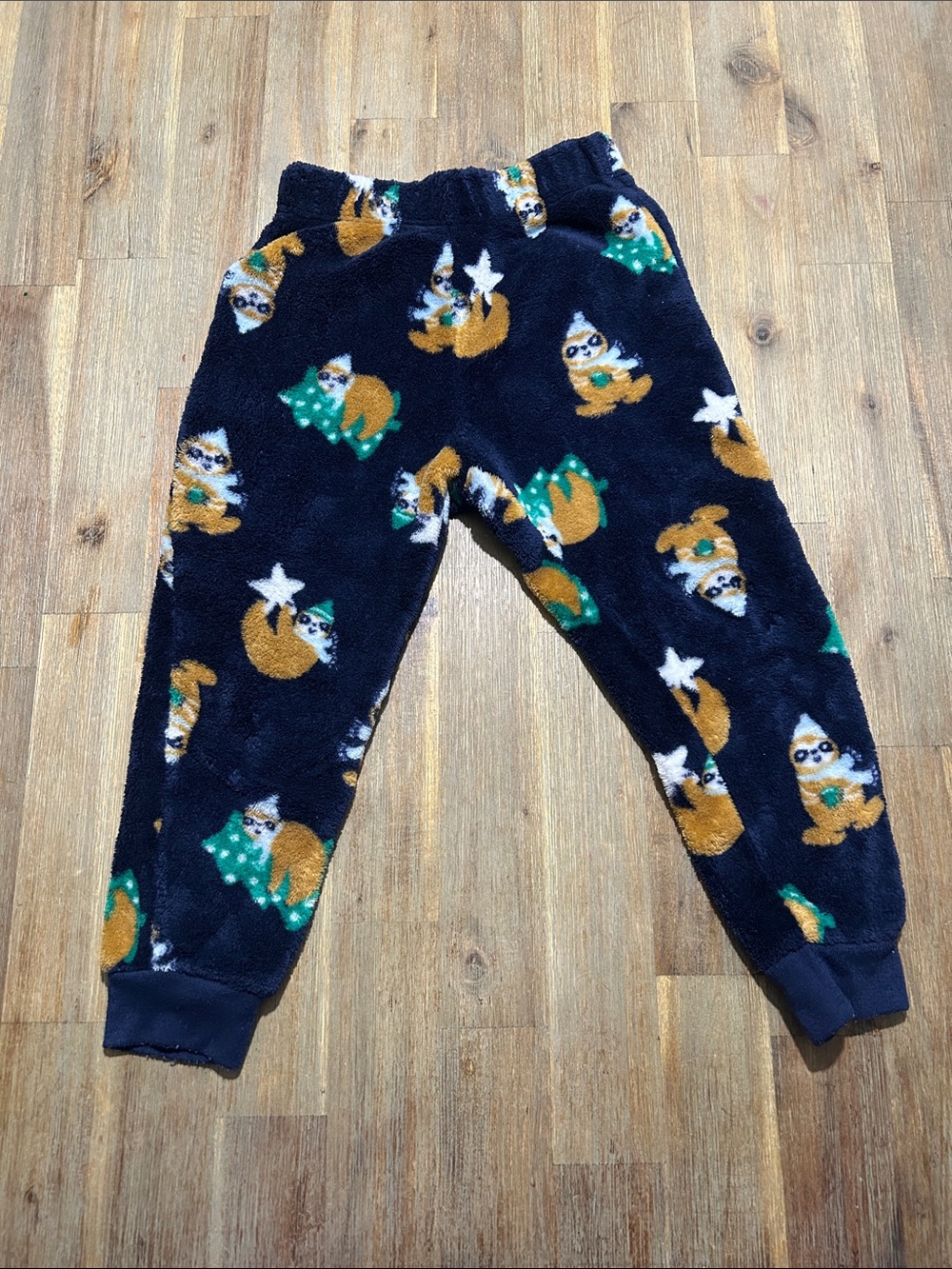 Cozy Navy Sloth Fleece Kids pajamas bottom